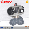 Pneumatic double acting 3way L-type 2'' pvc valves